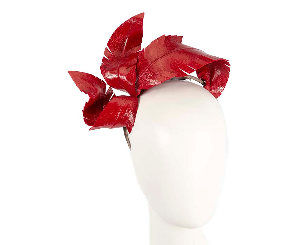 Bespoke red leather fascinator by BELIEVERA-0